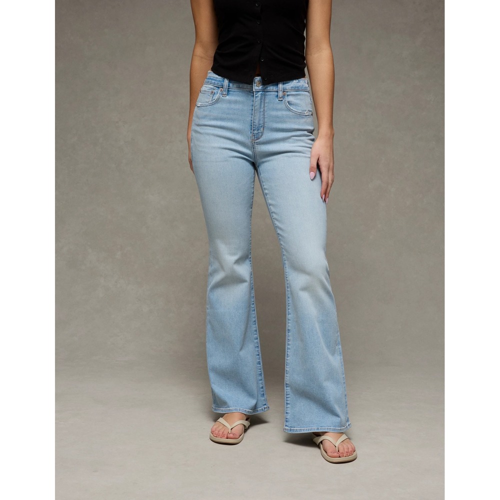 AE Next Level Super High-Waisted Lightly Distressed Flare Jean